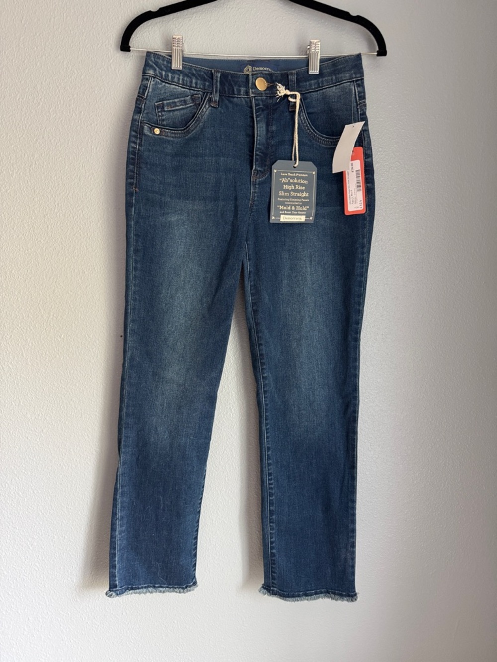 Democracy Medium/Dark Blue High-Rise Slim Straight Jeans